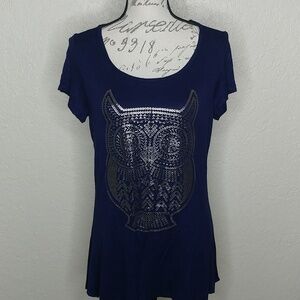 Velvet Skye Owl Graphic Shirt Blue Size S
